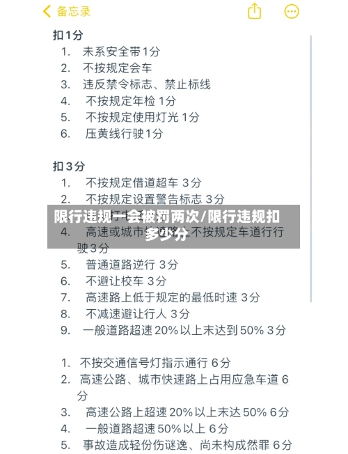 限行违规一会被罚两次/限行违规扣多少分